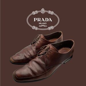 Prada Dark Brown Leather Oxfords
